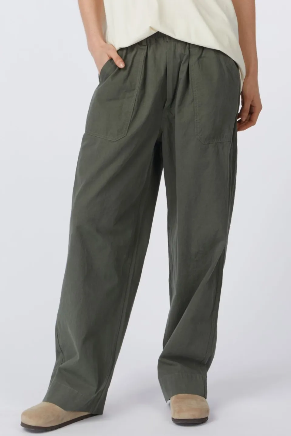 Pantalon One Tuck Wide Fatigue Pants